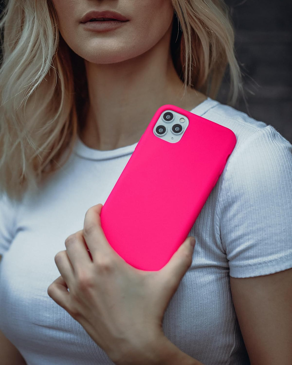 – Iphone 12/12 Pro Case – Neon Pink Silicone Phone Cover, Liquid Silicone with Anti-Scratch Microfiber Lining, 360° Shockproof Protective Case for Apple Iphone 12 and Iphone 12 Pro