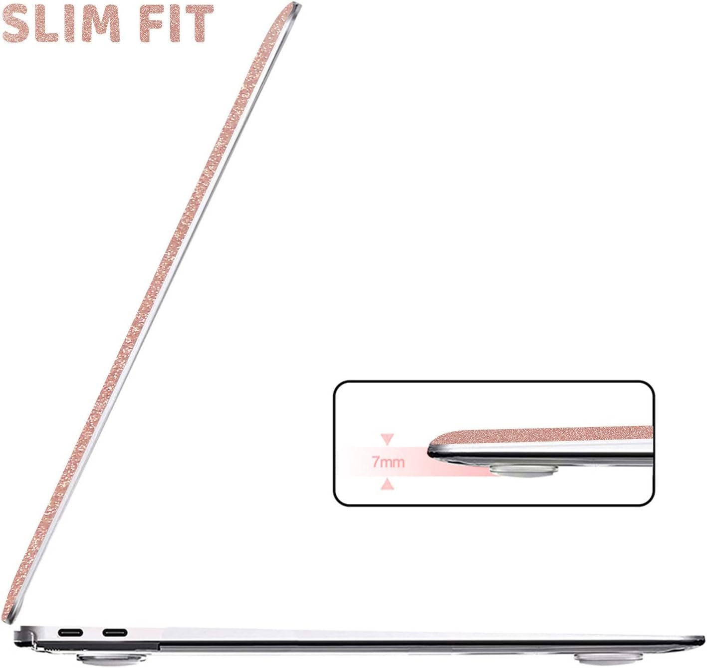  Hard Shell Case with Keyboard Cover and Screen Skin for MacBook Pro 13 Inch (M2 2025-2016, M1 A2338 A2251 A2289 A2159 A1989 A1706 A1708) in Shiny Rose Gold