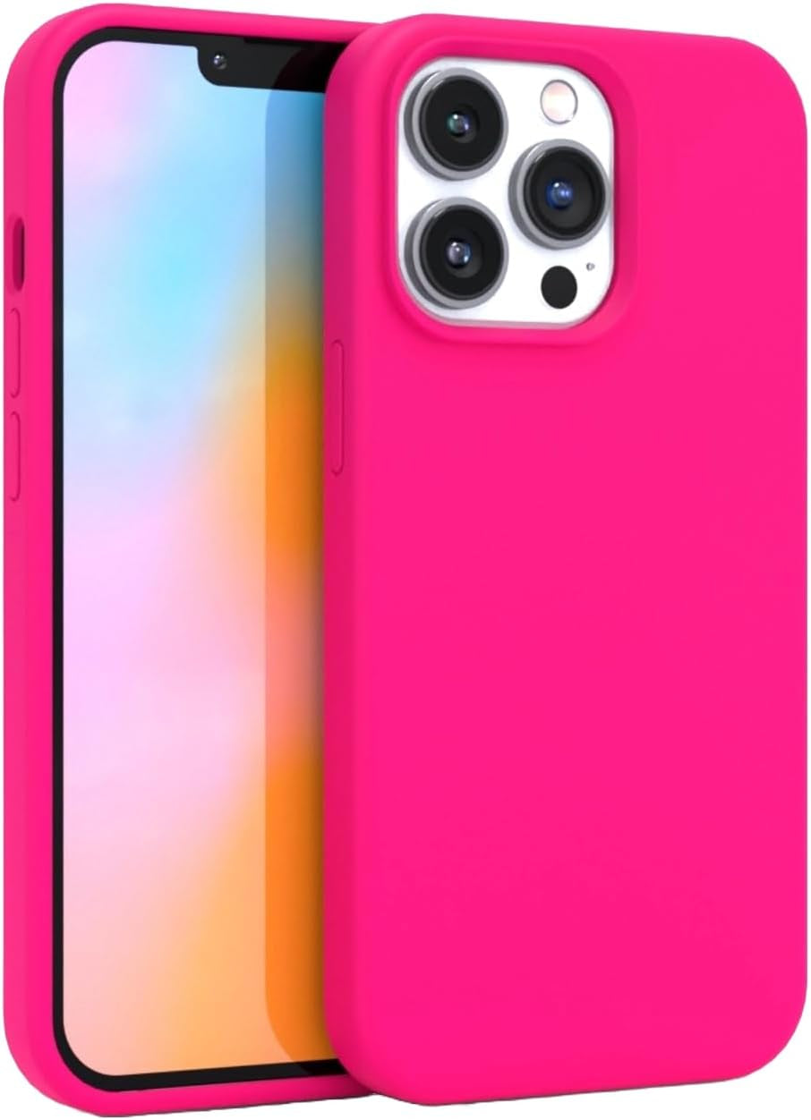– Iphone 12/12 Pro Case – Neon Pink Silicone Phone Cover, Liquid Silicone with Anti-Scratch Microfiber Lining, 360° Shockproof Protective Case for Apple Iphone 12 and Iphone 12 Pro