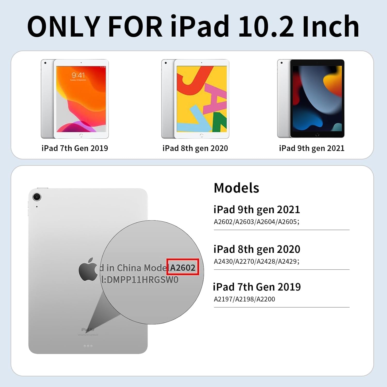 Case for Ipad 9Th/8Th/7Th Generation with Keyboard 10.2 Inch 2021/2020/2019