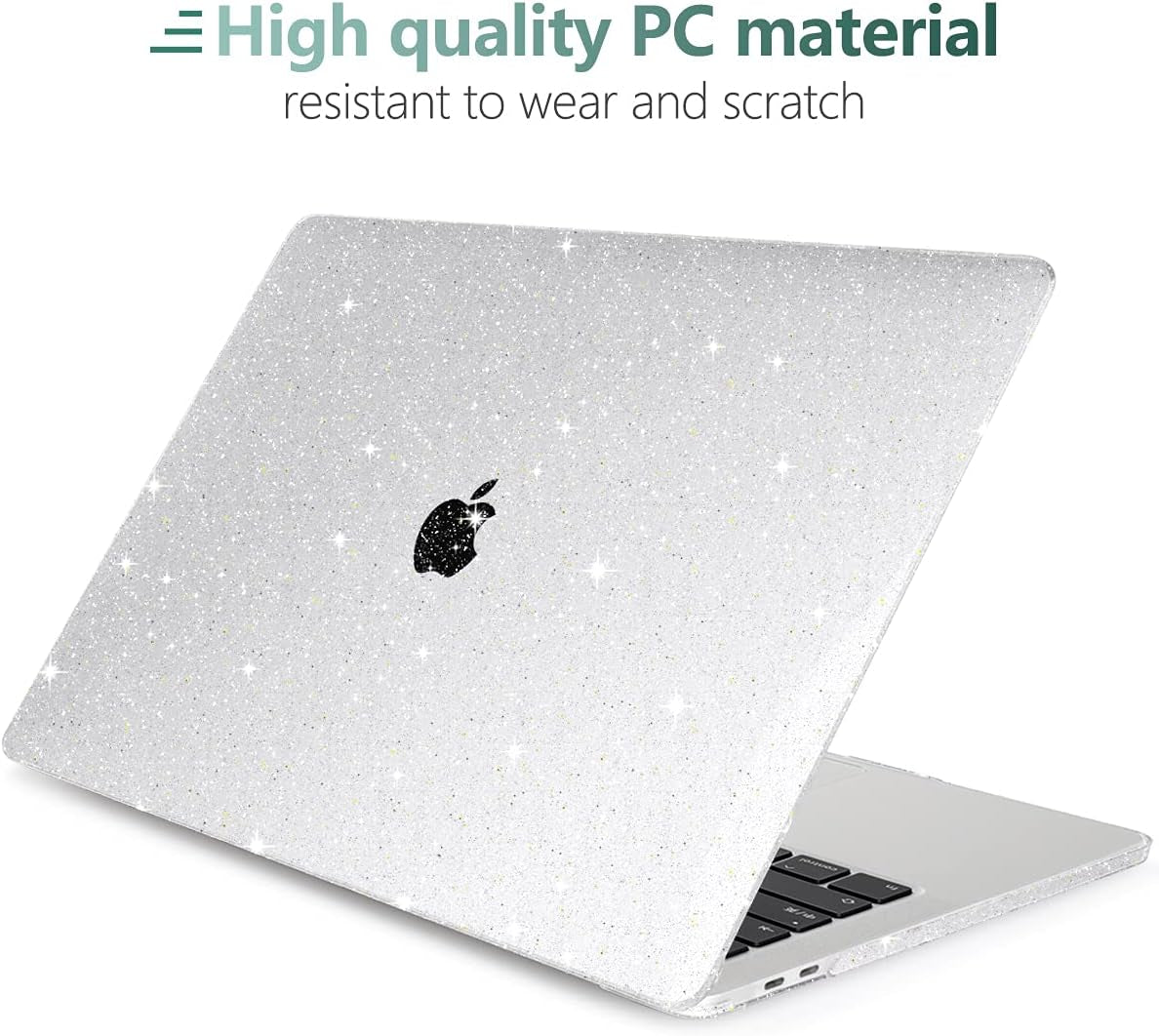 for New Macbook Pro 13 Case 2020 2022 A2338 M2 M1 A2289 A2251, Clear Glitter Plastic Hard Shell Case with Keyboard Cover & Screen Protector for Mac Pro-13 Inch Touch Bar,Transparent