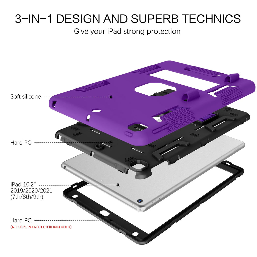 Ipad 9/8/7Th Generation Case with Pencil Holder, Case for Ipad 2021/2020/2019 10.2",Deep Purple