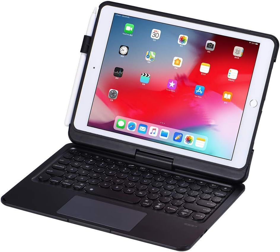 INI Ipad Keyboard Case for 10.2 2021 9Th 2020 8Th 2019 7Th, Ipad Air 10.5 2019, Ipad Pro 10.5 2017 - Backlit - 360 Rotatable - Wireless - Ipad 9Th Generation Clickable Touchpad - Ipad Air 3 - Black