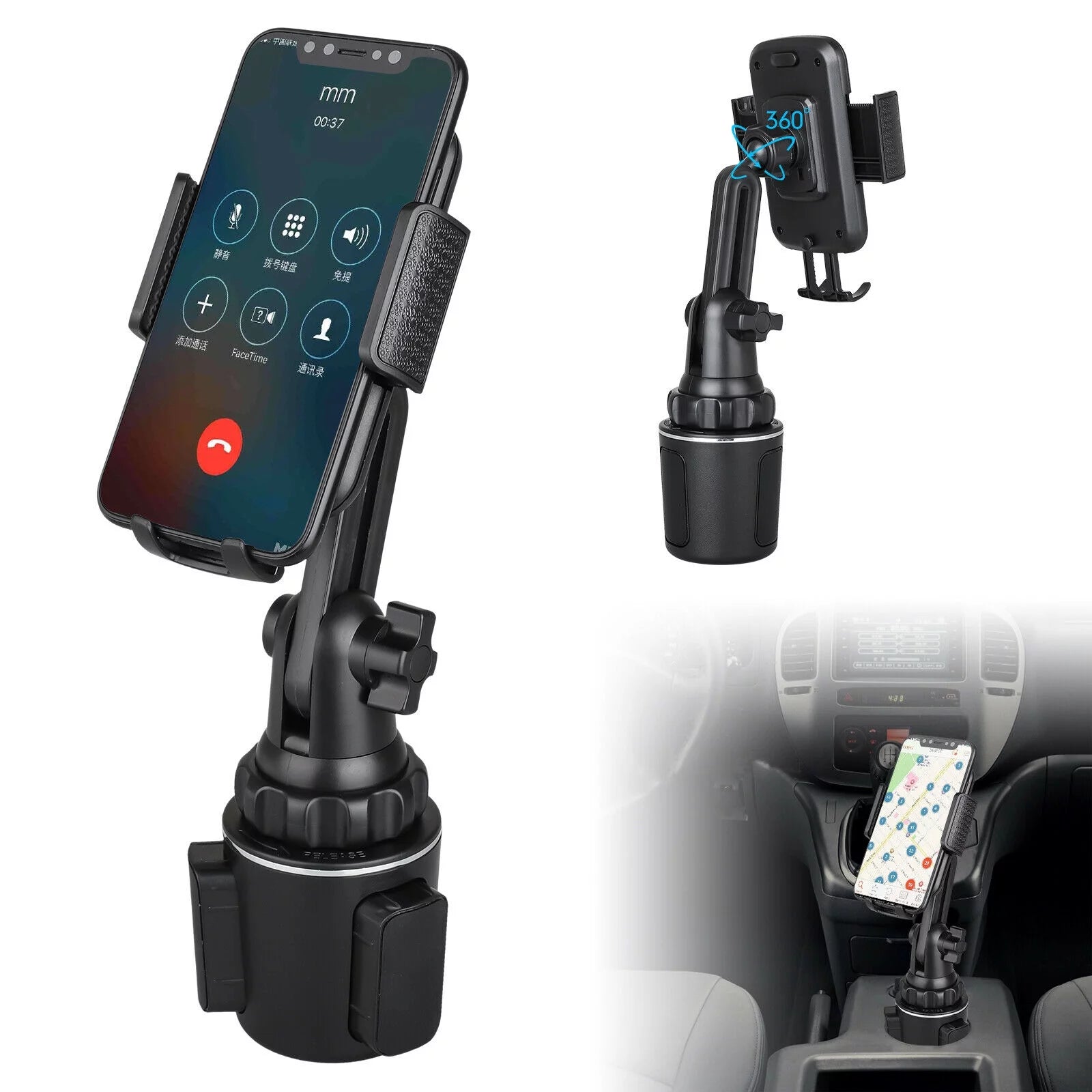 Car Phone Holder Mount,Universal 360 Adjustable , Car Cup Holder for All Smartphones