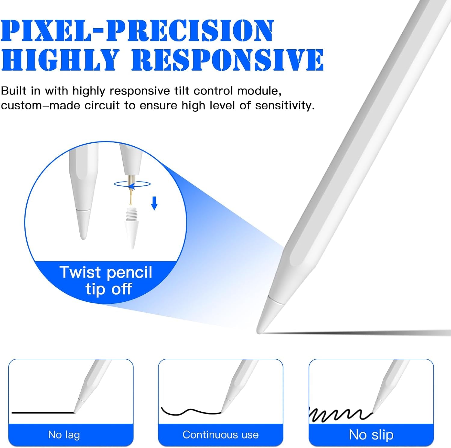 Stylus Pencil for Apple Ipad Pro 2021, Ipad Pro 5Th &4Th Generation 12.9/11, Ipad Air 5Th &4Th Generation, Precise Writing [Tilt Creative]