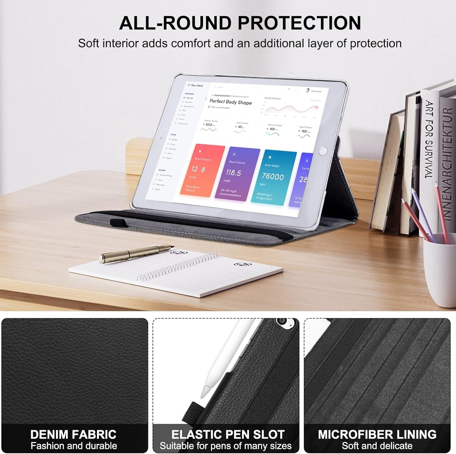 Rotating Case for Ipad 9.7 Inch 2018 2017 / Ipad Air 2 Case - 360 Degree Rotating Stand Protective Cover with Auto Sleep Wake for Ipad 9.7 Inch (6Th Gen, 5Th Gen) / Ipad Air 2/ Ipad Air (Black)