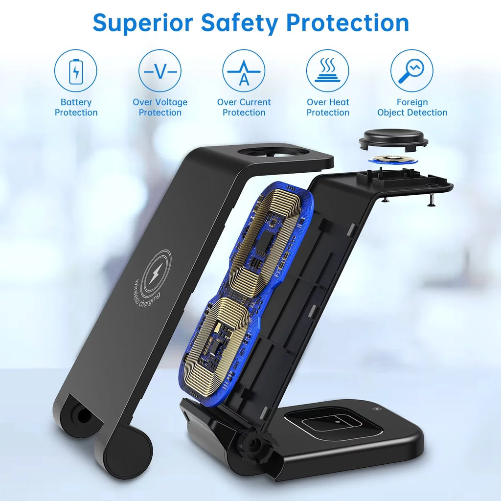 Wireless Charger for Iphone-23W 3 in 1 Fast Charging Station Compatible for Iphone 16/15/14/13/12/11 Pro Max, Airpods 4/3/2/Pro, Iwatch Series 10/9/8/7/6/5/SE/4/3/2, Samsung Charger Stand (Black)