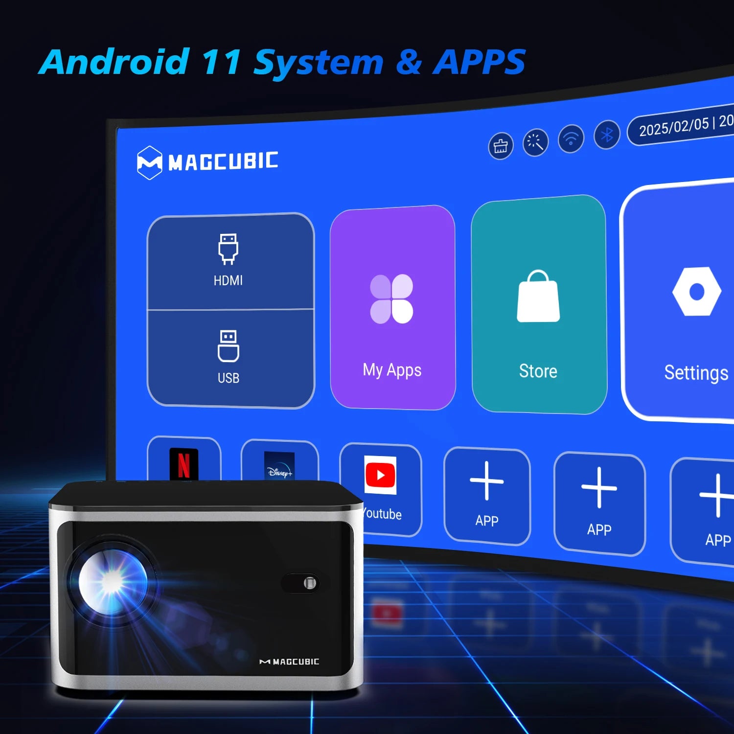 Auto Focus Smart Projector Android11 4K 580ANSI Full Wifi6 BT5.0 Allwinner H713 Voice Control Home Cinema Theater