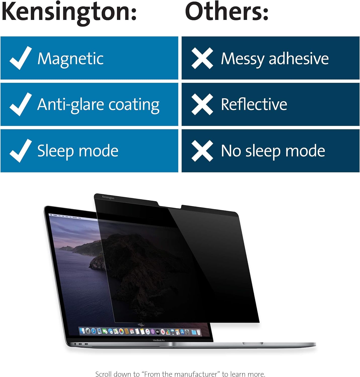 MP13 Magnetic Macbook Pro Privacy Screen for 13 Inch (2016-2022, M1, M2)/ Macbook Air 13 Inch (2018-2021, M1), Removable Laptop Privacy Filter, Macbook Mac Screen Protector, K64490WW