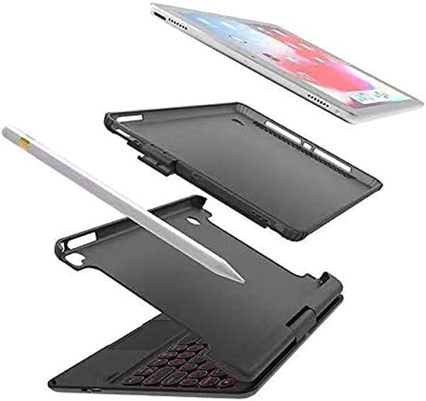 INI Ipad Keyboard Case for 10.2 2021 9Th 2020 8Th 2019 7Th, Ipad Air 10.5 2019, Ipad Pro 10.5 2017 - Backlit - 360 Rotatable - Wireless - Ipad 9Th Generation Clickable Touchpad - Ipad Air 3 - Black