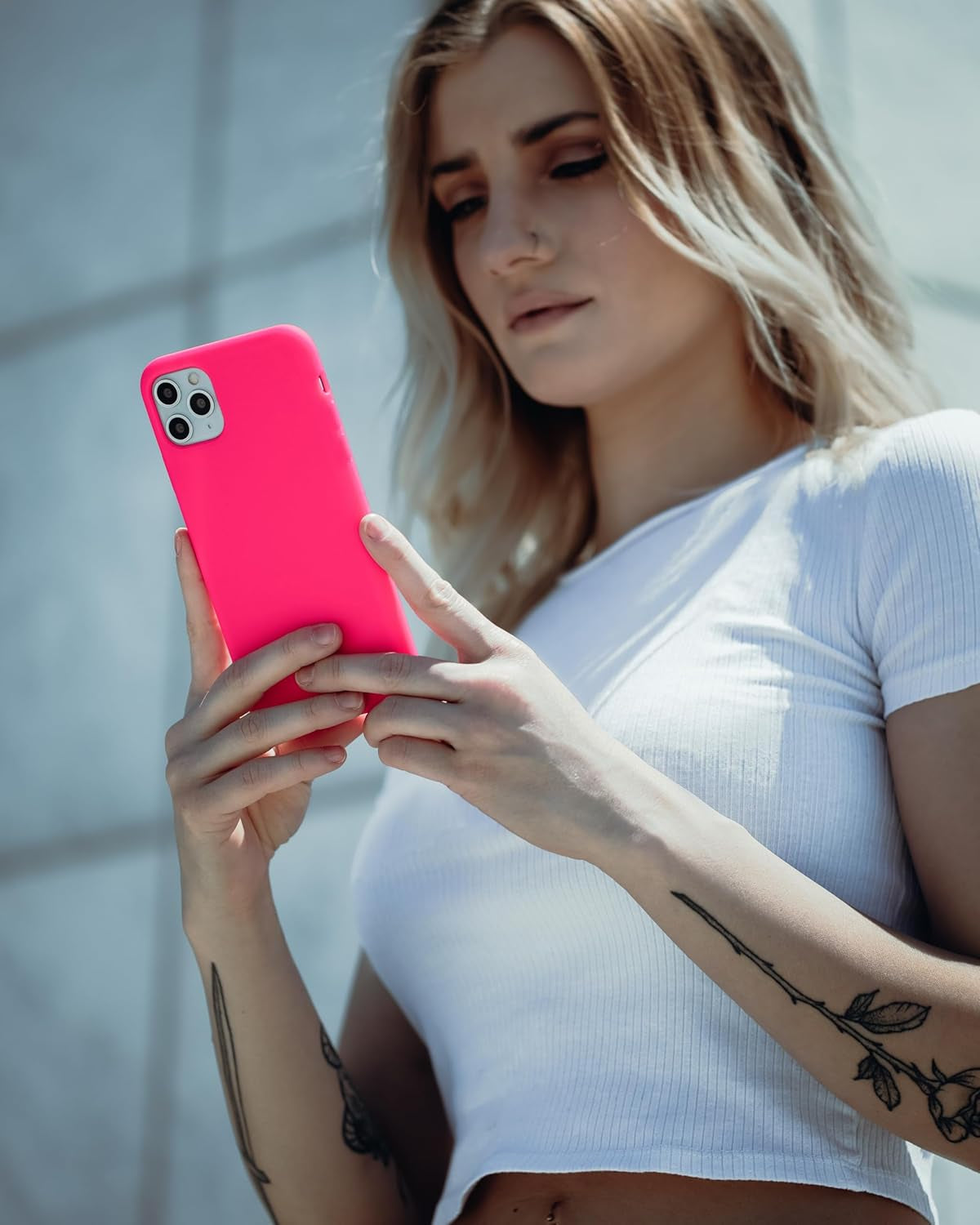 – Iphone 12/12 Pro Case – Neon Pink Silicone Phone Cover, Liquid Silicone with Anti-Scratch Microfiber Lining, 360° Shockproof Protective Case for Apple Iphone 12 and Iphone 12 Pro