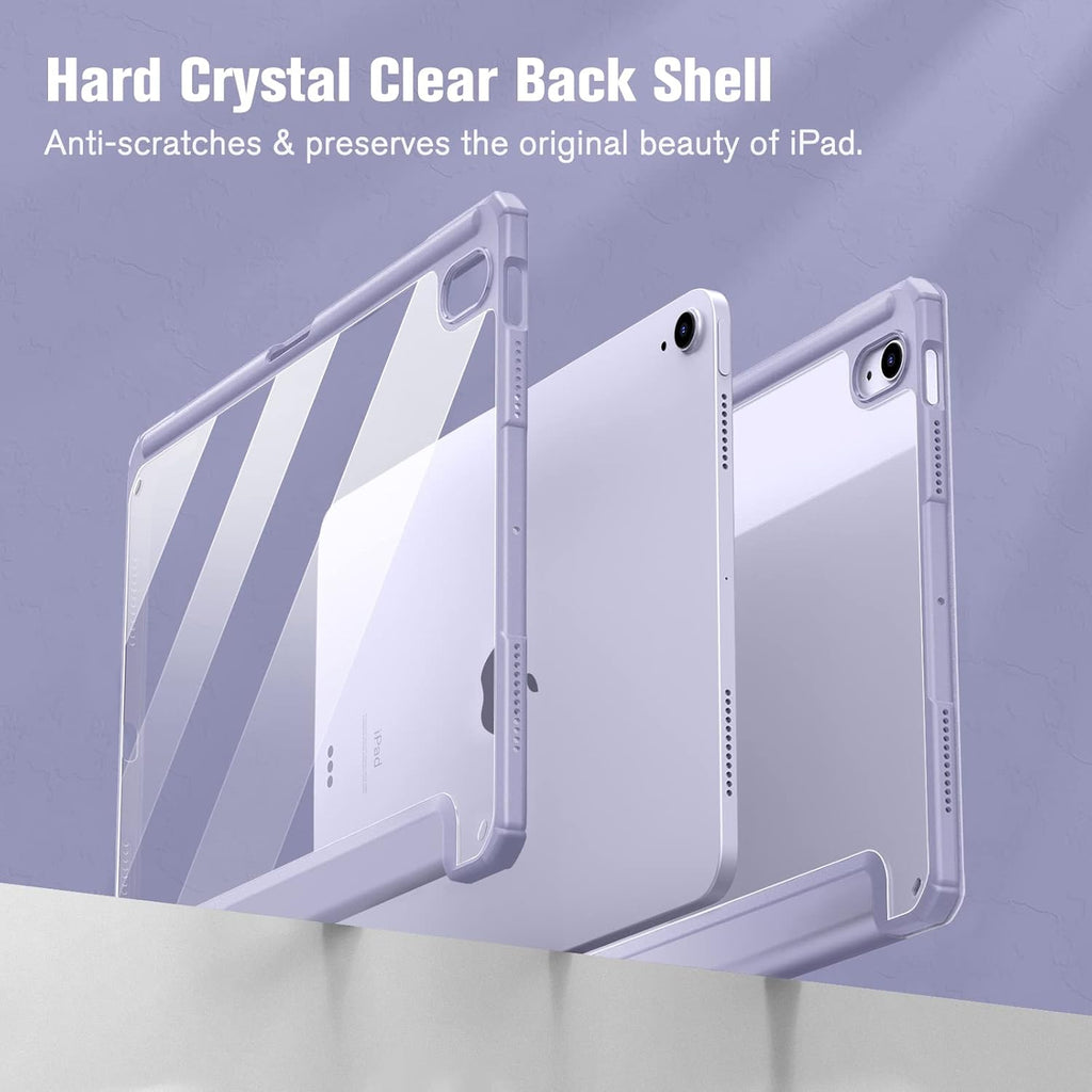 Hybrid Slim Case for Ipad Air 11-Inch M3 (2025) / M2 (2024), Ipad Air 5Th (2022) / 4Th Generation (2020) 10.9 Inch - Shockproof Cover with Clear Back Shell & Pencil Holder, Lilac Purple