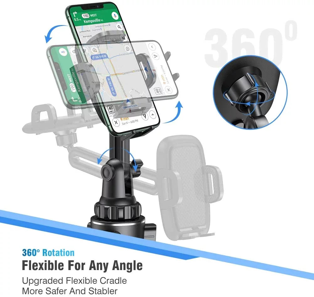 Car Phone Holder Mount,Universal 360 Adjustable , Car Cup Holder for All Smartphones