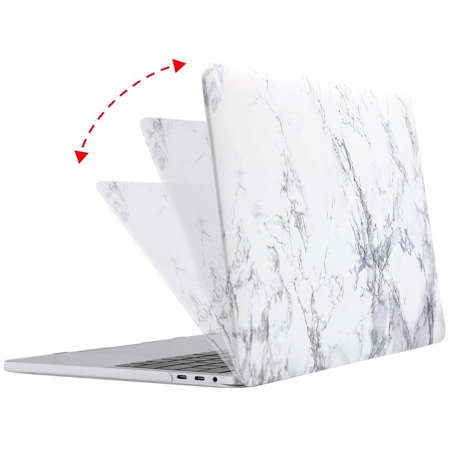 Macbook Pro 13 Case 2019 2018 2017 2016 Release A2159/A1989/A1706/A1708 Touch Bar,Plastic Pattern Hard Cover Shell+ Keyboard Cover+Screen Protector Only for Newest Mac Pro 13 Inch, White Marble