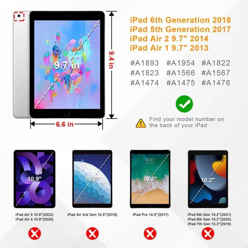 Rotating Case for Ipad 6Th / 5Th Generation (2018/2017), Ipad Air 2 / Air 1 (9.7 Inch) - 360 Degree Rotating Stand Cover Auto Sleep Wake, Purple