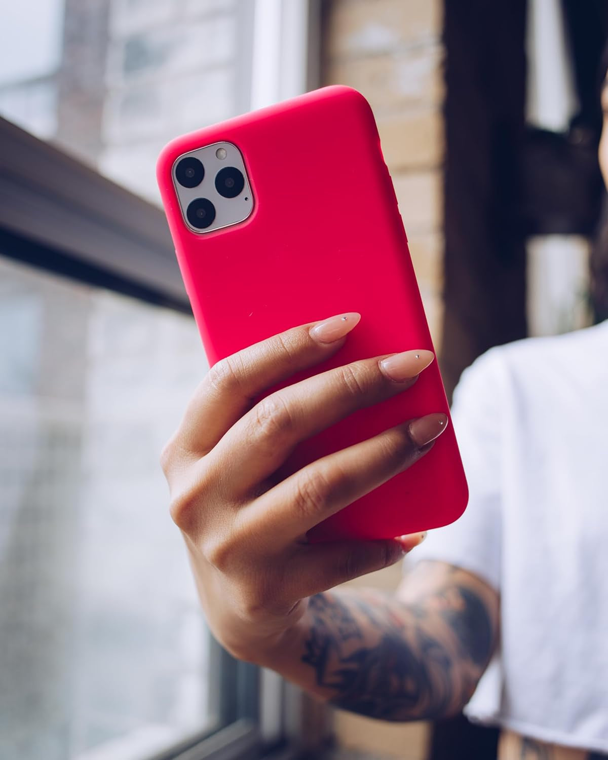 – Iphone 12/12 Pro Case – Neon Pink Silicone Phone Cover, Liquid Silicone with Anti-Scratch Microfiber Lining, 360° Shockproof Protective Case for Apple Iphone 12 and Iphone 12 Pro