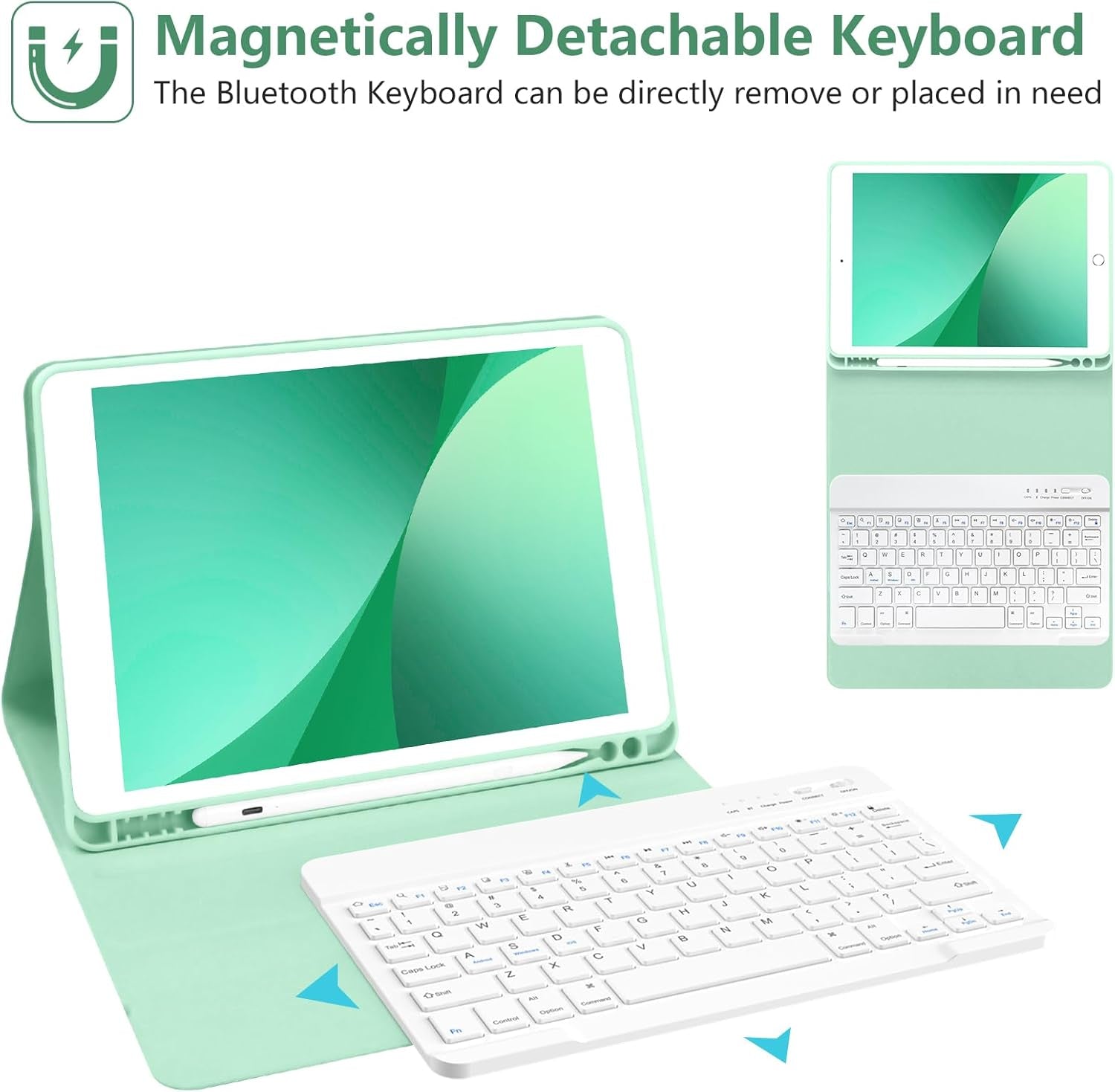 Keyboard Case for Ipad 10.2" 9Th Generation 2021/ 8Th Gen 2020 Case for Ipad 10.2 7Th 2019, Wireless Bluetooth Keyboard for Ipad Air 3Rd Gen/Ipad Pro 10.5"/Ipad 10.2” Case with Pencil Holder