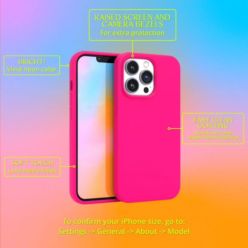 – Iphone 12/12 Pro Case – Neon Pink Silicone Phone Cover, Liquid Silicone with Anti-Scratch Microfiber Lining, 360° Shockproof Protective Case for Apple Iphone 12 and Iphone 12 Pro