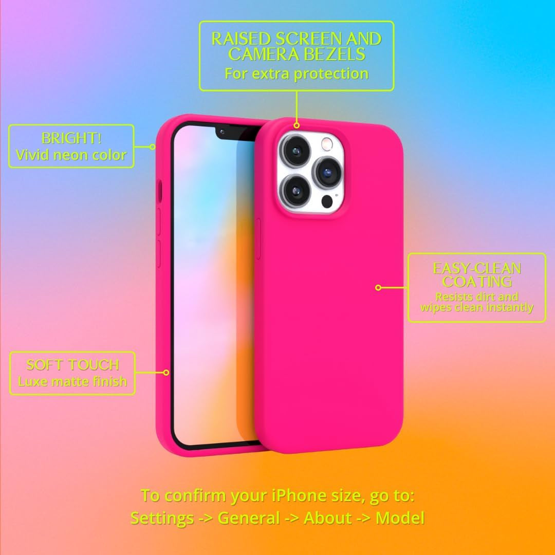 – Iphone 12/12 Pro Case – Neon Pink Silicone Phone Cover, Liquid Silicone with Anti-Scratch Microfiber Lining, 360° Shockproof Protective Case for Apple Iphone 12 and Iphone 12 Pro