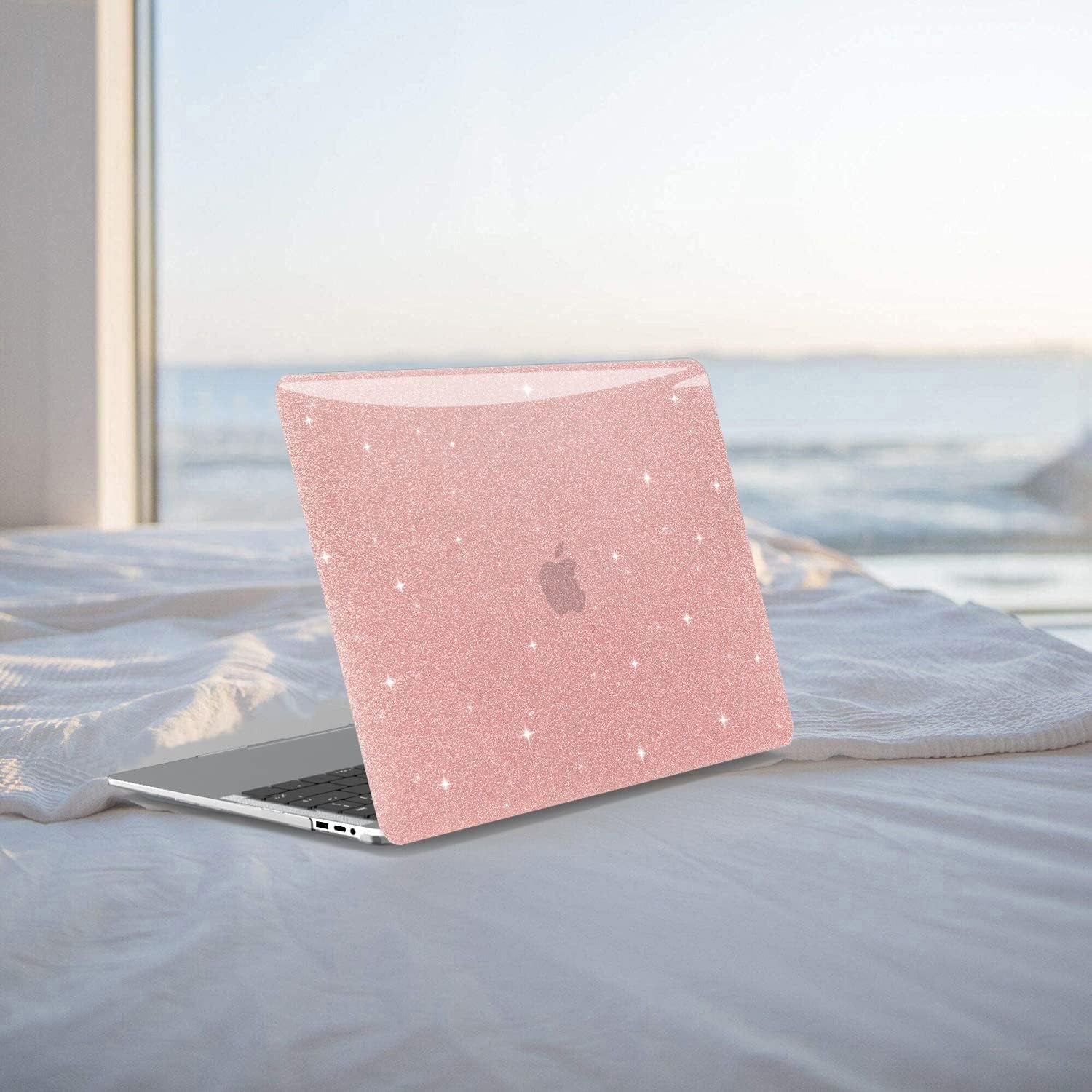  Hard Shell Case with Keyboard Cover and Screen Skin for MacBook Pro 13 Inch (M2 2025-2016, M1 A2338 A2251 A2289 A2159 A1989 A1706 A1708) in Shiny Rose Gold