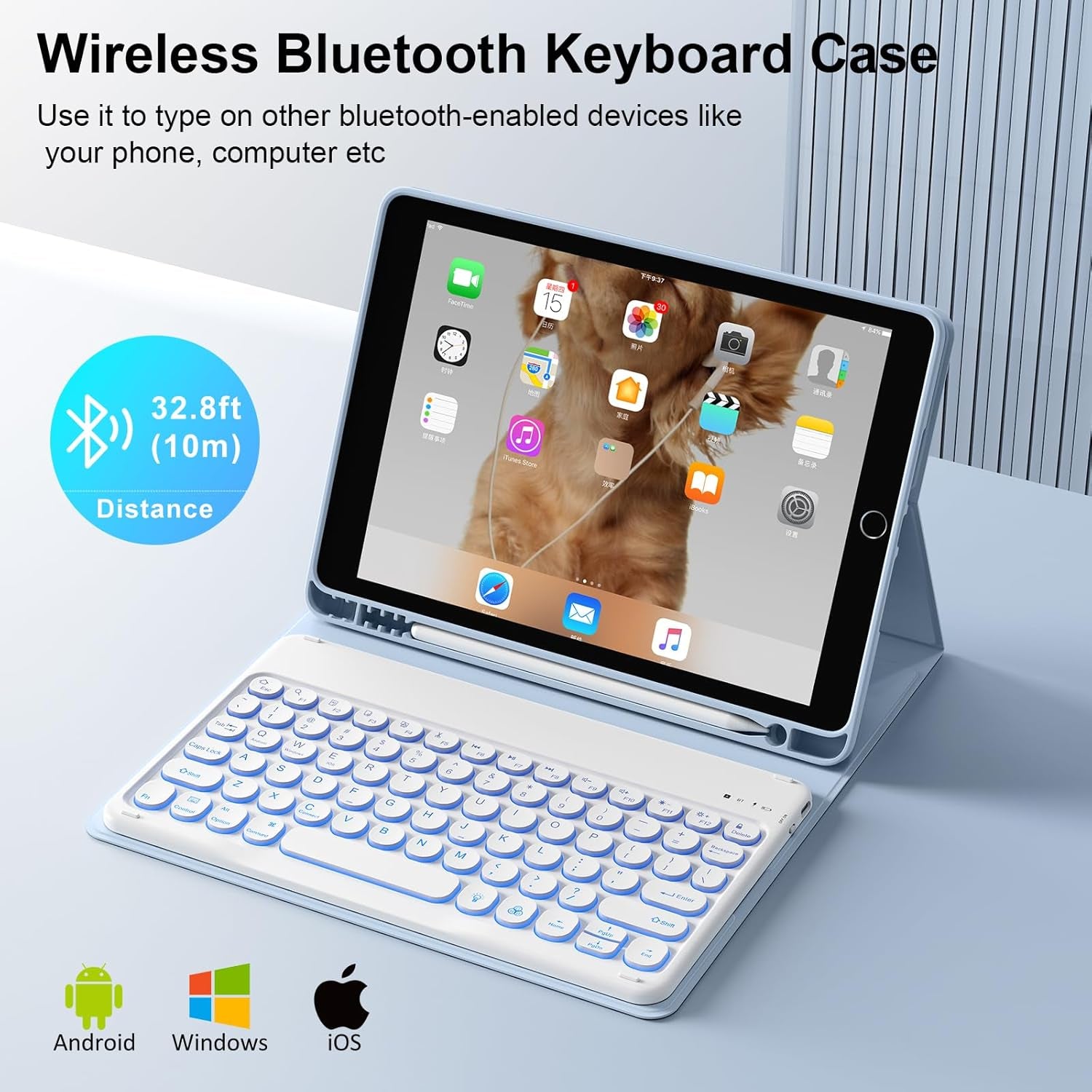Case for Ipad 9Th/8Th/7Th Generation with Keyboard 10.2 Inch 2021/2020/2019