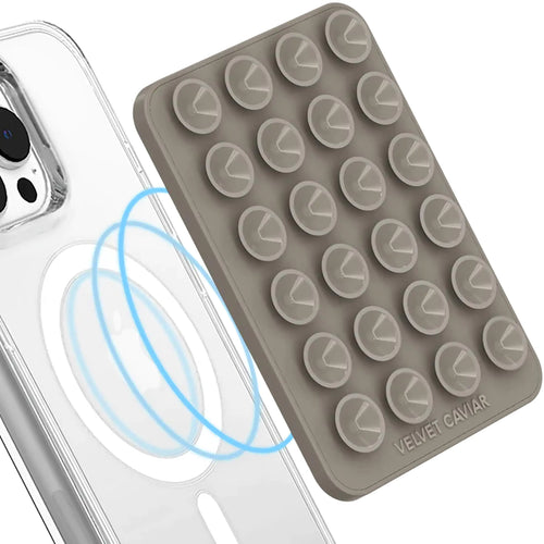 - Magnetic Silicone Sticky Phone Grip Holder for iPhone Back of Phone - Mirror Gripper (Grey)
