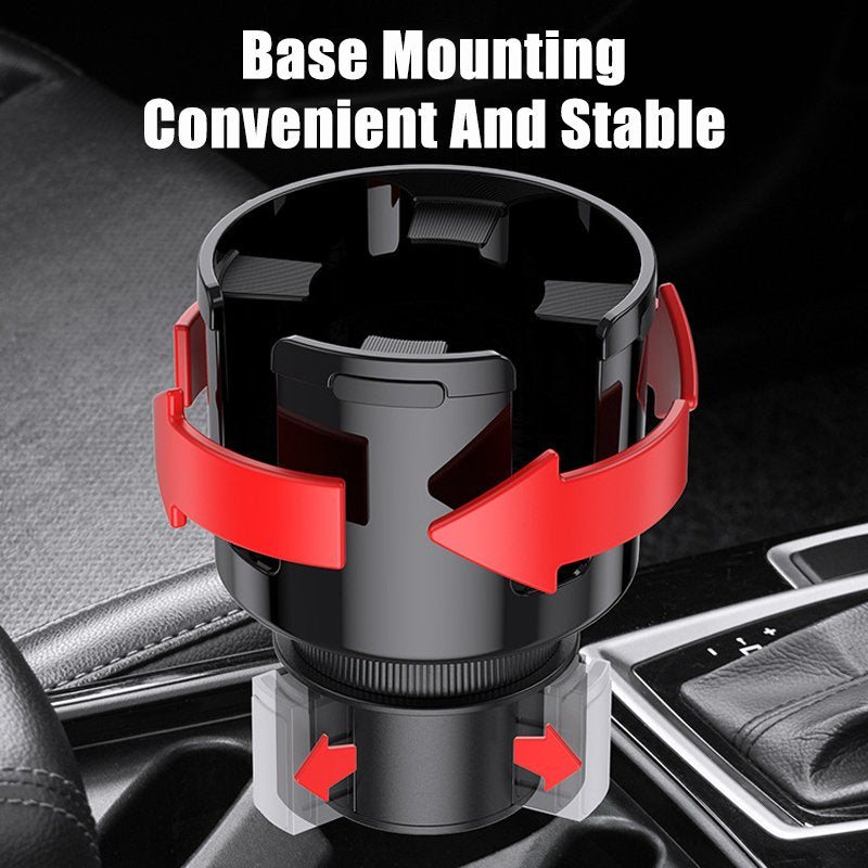 Adjustable Car Cup Holder Expander with Removable Phone Holder
