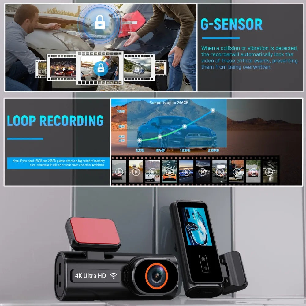 4K Dual Lens Dash Cam with Night Vision