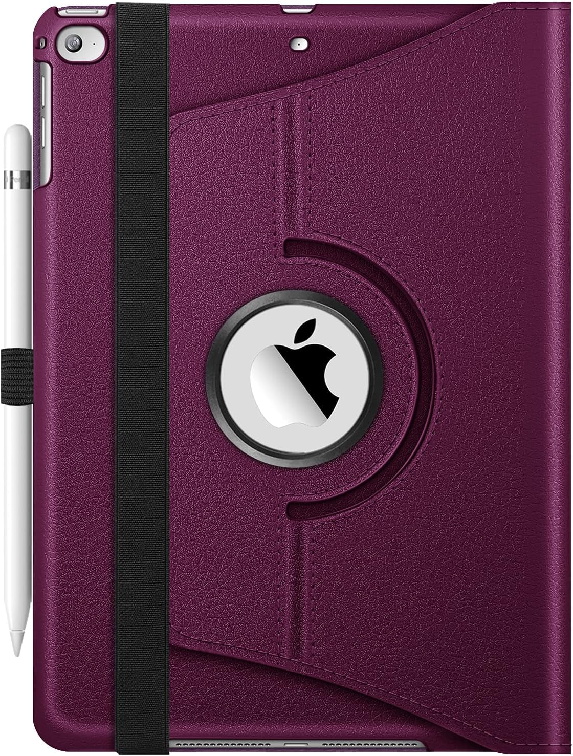 Rotating Case for Ipad 6Th / 5Th Generation (2018/2017), Ipad Air 2 / Air 1 (9.7 Inch) - 360 Degree Rotating Stand Cover Auto Sleep Wake, Purple