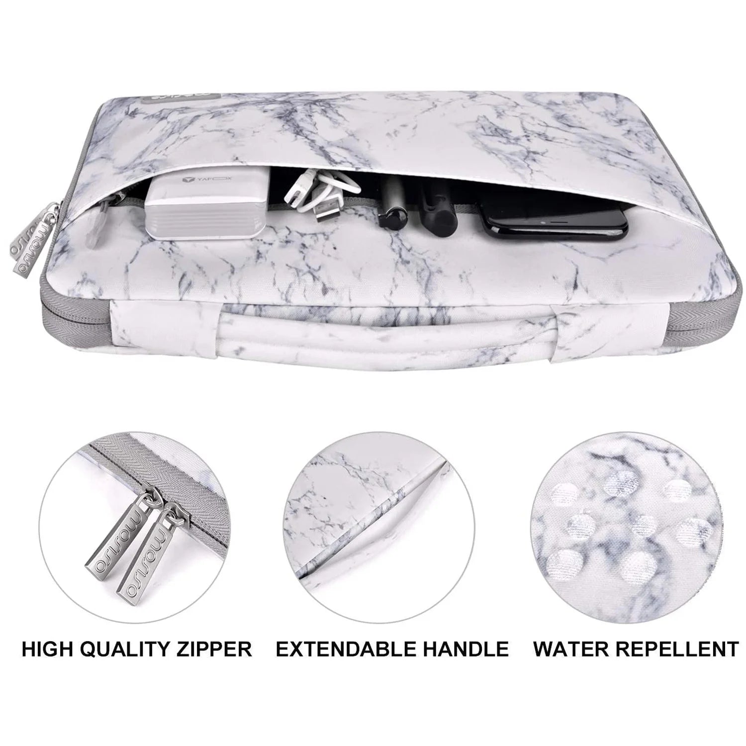5 in 1 New Macbook Air 13 Inch Case A1932 2019 2018 Release, Hard Case Shell Cover&Sleeve Bag for Apple Macbook Air 13'' with Retina Display Andtouch ID, White Marble