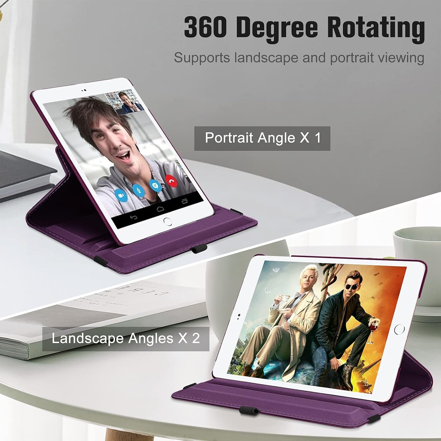 Rotating Case for Ipad 6Th / 5Th Generation (2018/2017), Ipad Air 2 / Air 1 (9.7 Inch) - 360 Degree Rotating Stand Cover Auto Sleep Wake, Purple