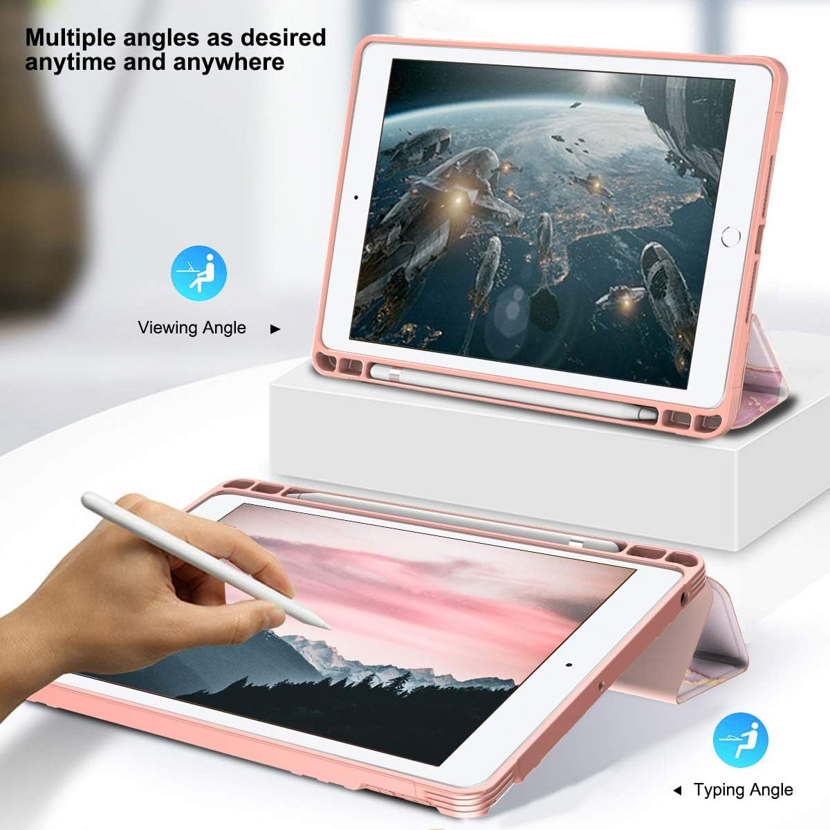Comptible with Pad 10.2 Case with Pencil Holder 2021& 2019 & 2020 Release,Pad 9Th/8Th/7Th Generation Case,Full Body Protective Filio Smart Case Cover with Wake/Sleep Feature