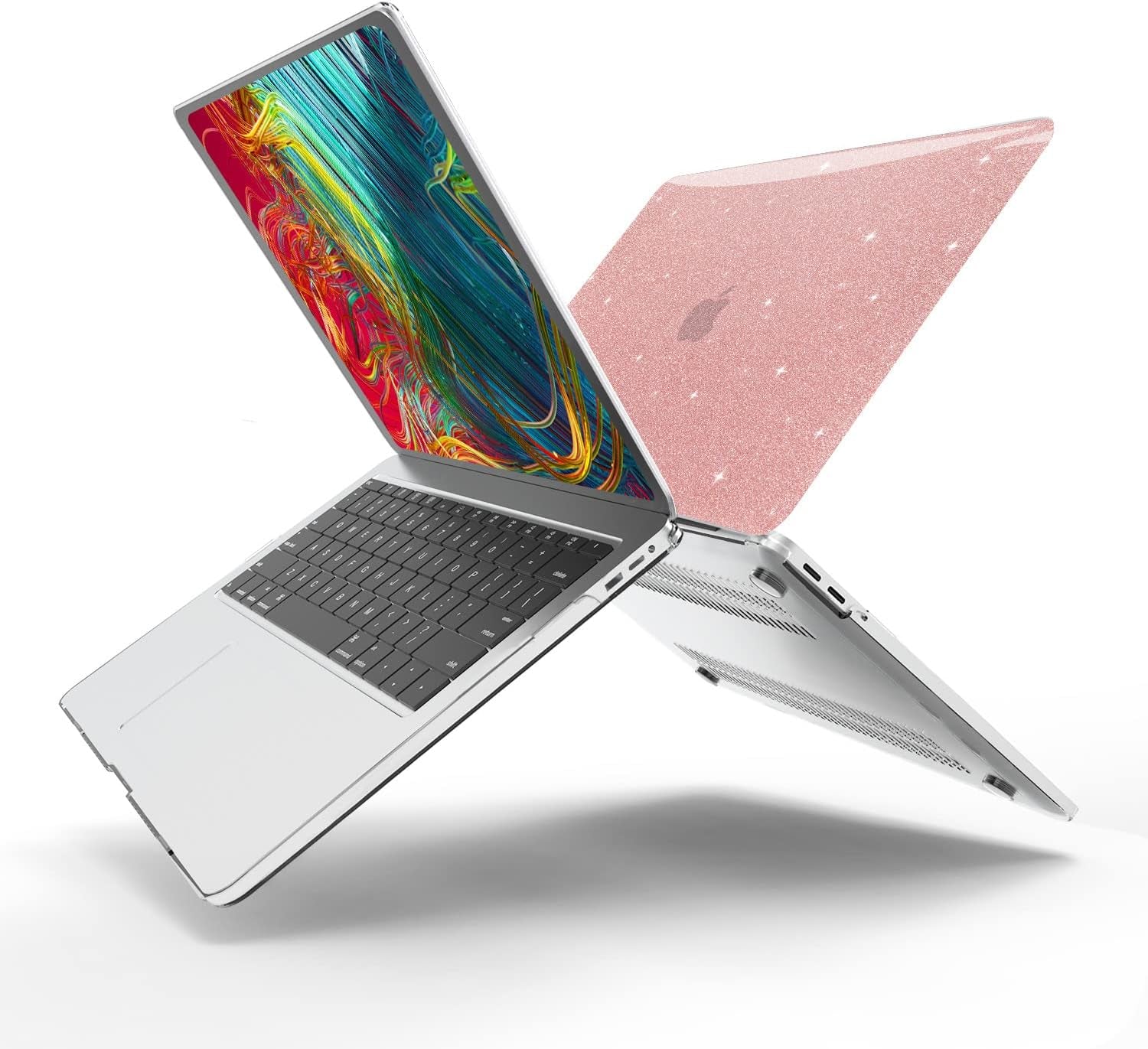  Hard Shell Case with Keyboard Cover and Screen Skin for MacBook Pro 13 Inch (M2 2025-2016, M1 A2338 A2251 A2289 A2159 A1989 A1706 A1708) in Shiny Rose Gold