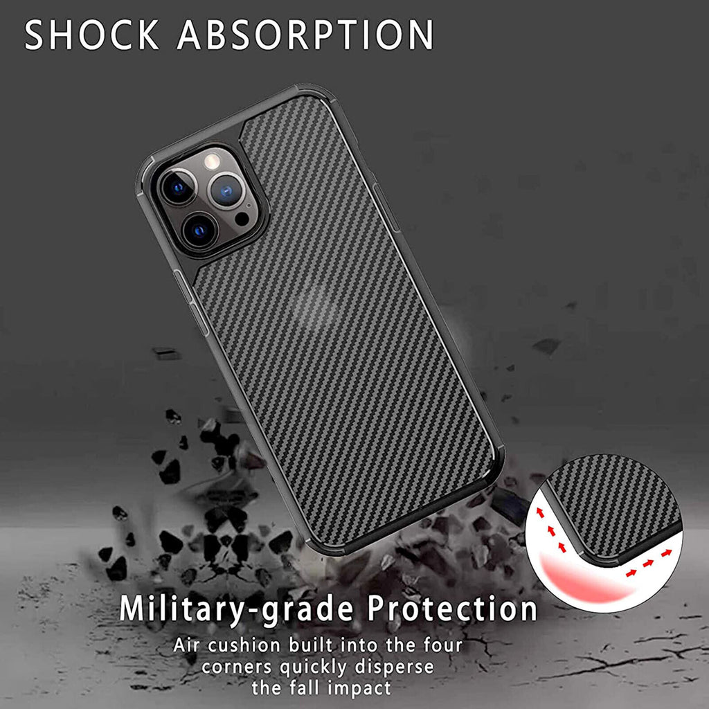iPhone 16 15 14 13 12 11 Pro Max Carbon Fiber Pattern Anti-Drop Matte Case