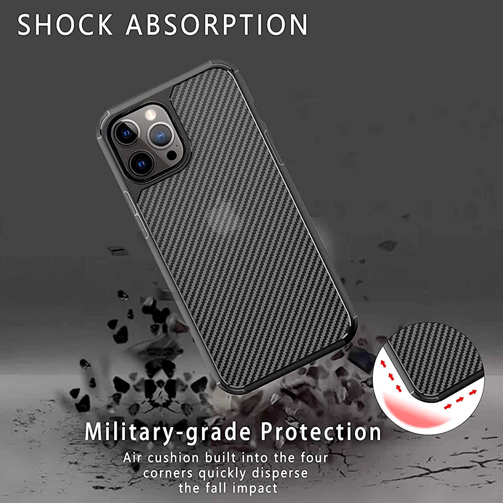 iPhone 16 15 14 13 12 11 Pro Max Carbon Fiber Pattern Anti-Drop Matte Case