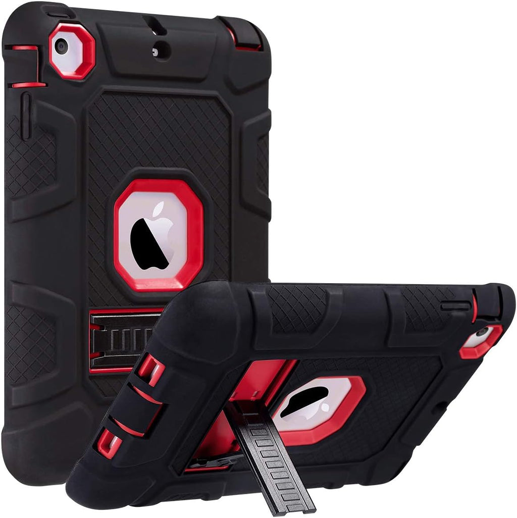 Case for Ipad Mini 1 2 3, Three Layer Heavy Duty Shockproof Protective Case with Kickstand for Ipad Mini 2 Case 1St 2Nd 3Rd Generation (Red/Black)