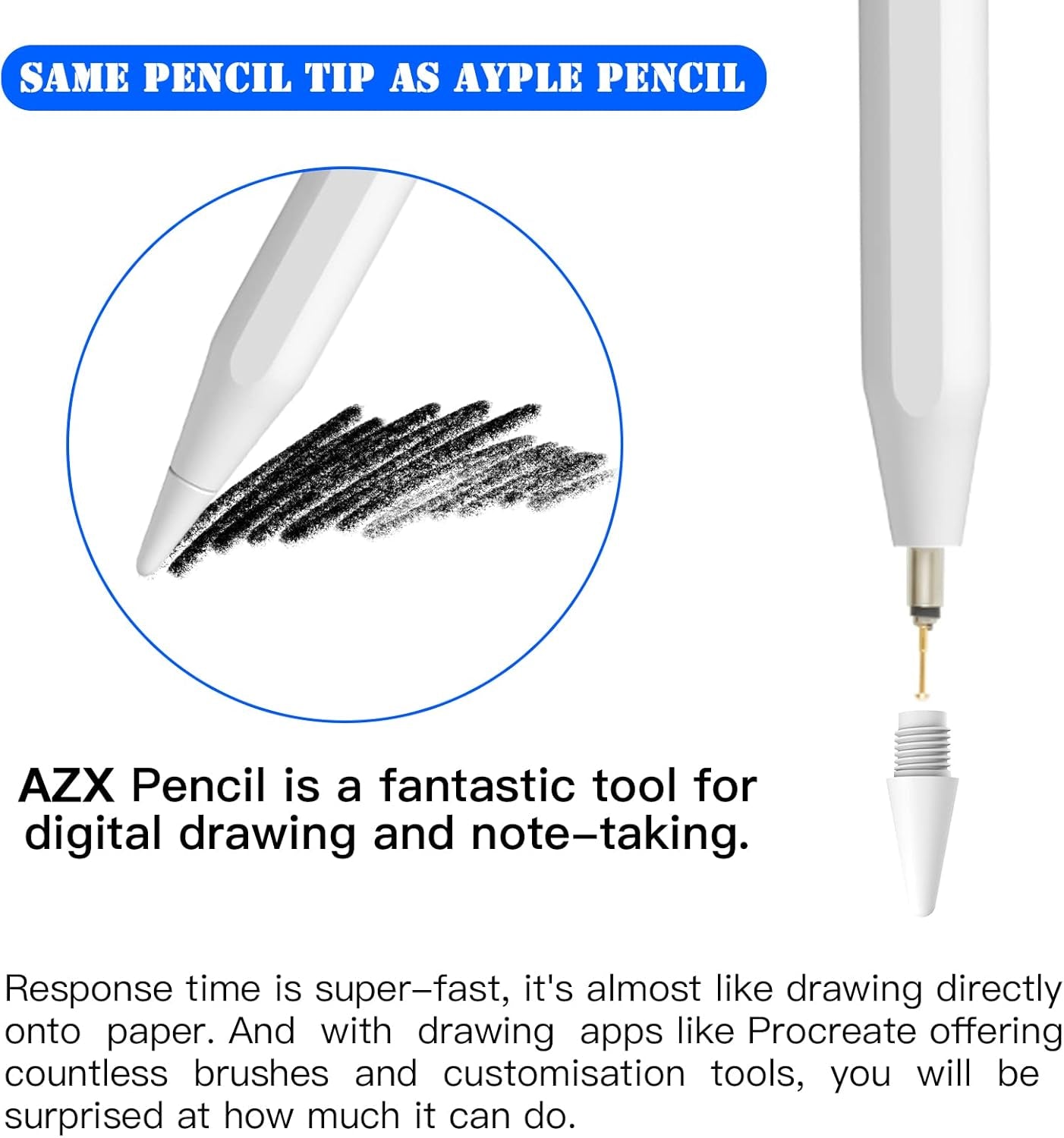 Stylus Pencil for Apple Ipad Pro 2021, Ipad Pro 5Th &4Th Generation 12.9/11, Ipad Air 5Th &4Th Generation, Precise Writing [Tilt Creative]