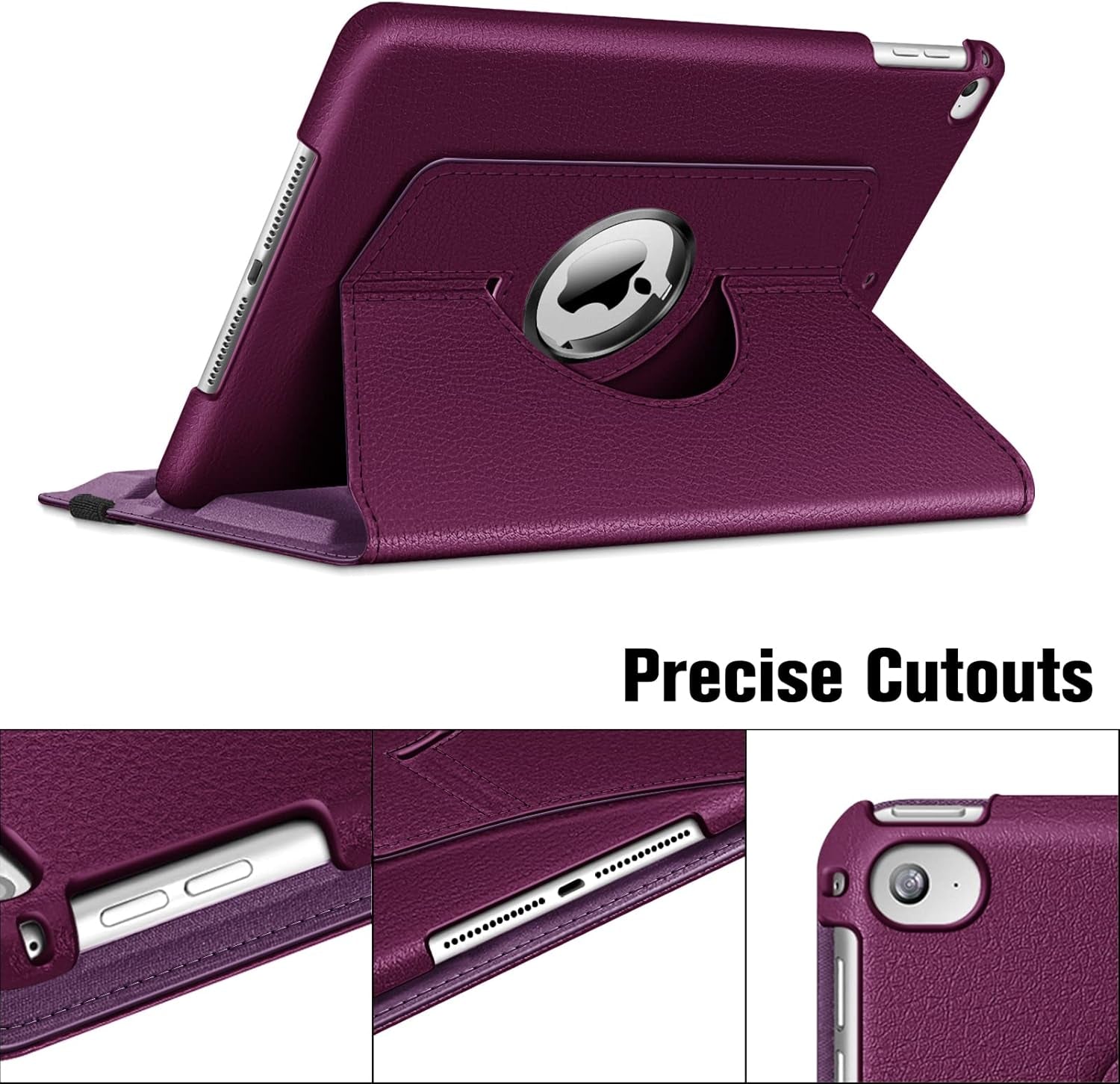 Rotating Case for Ipad 6Th / 5Th Generation (2018/2017), Ipad Air 2 / Air 1 (9.7 Inch) - 360 Degree Rotating Stand Cover Auto Sleep Wake, Purple