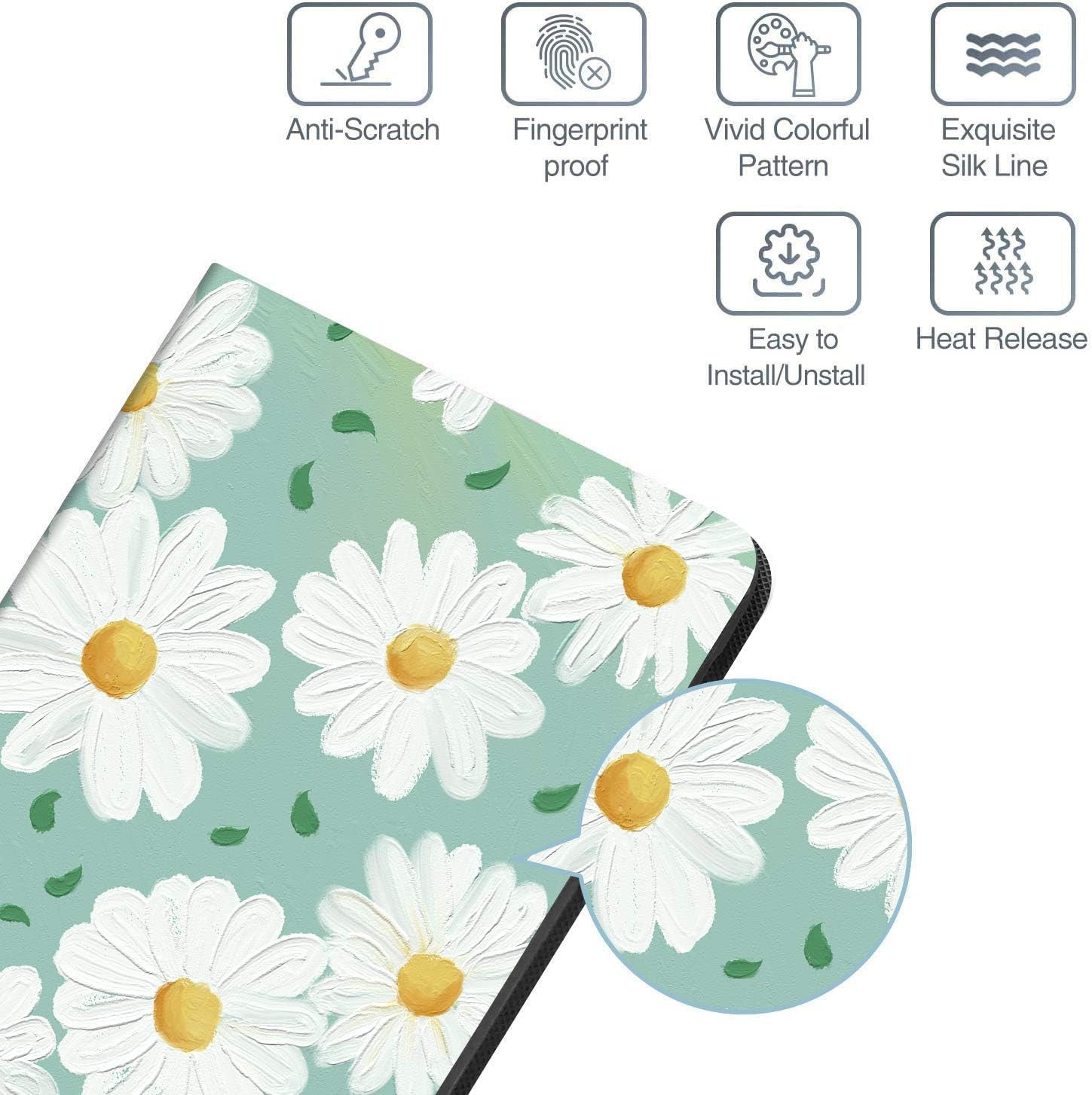 TPU Case for Ipad Mini 4 / Ipad Mini 5 (5Th Generation 2019), Auto Sleep/Wake with Apple Pencil Holder [Anti Fingerprint][Anti Dirt][Waterproof][Anti Scratch] Case Cover (Daisy)