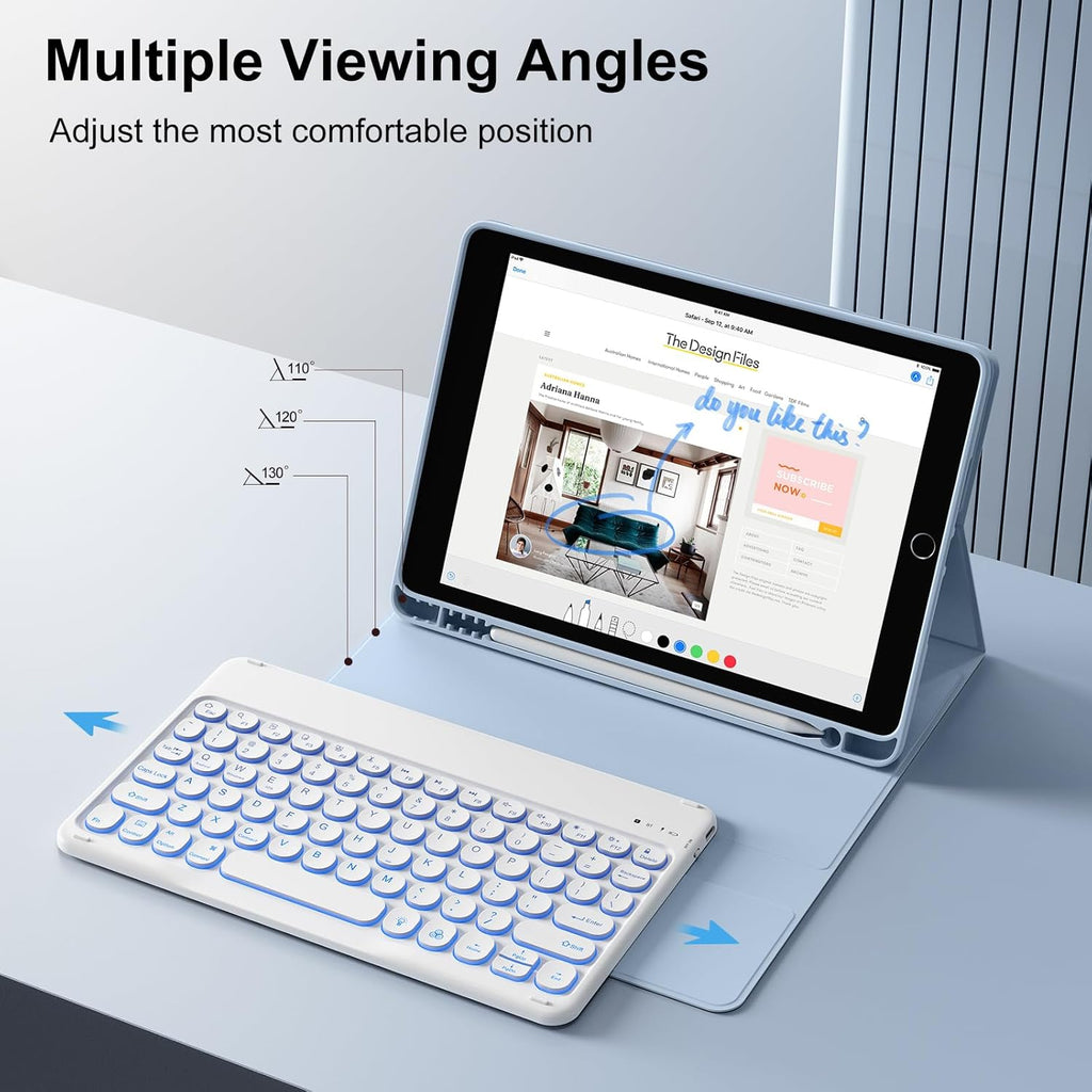 Case for Ipad 9Th/8Th/7Th Generation with Keyboard 10.2 Inch 2021/2020/2019