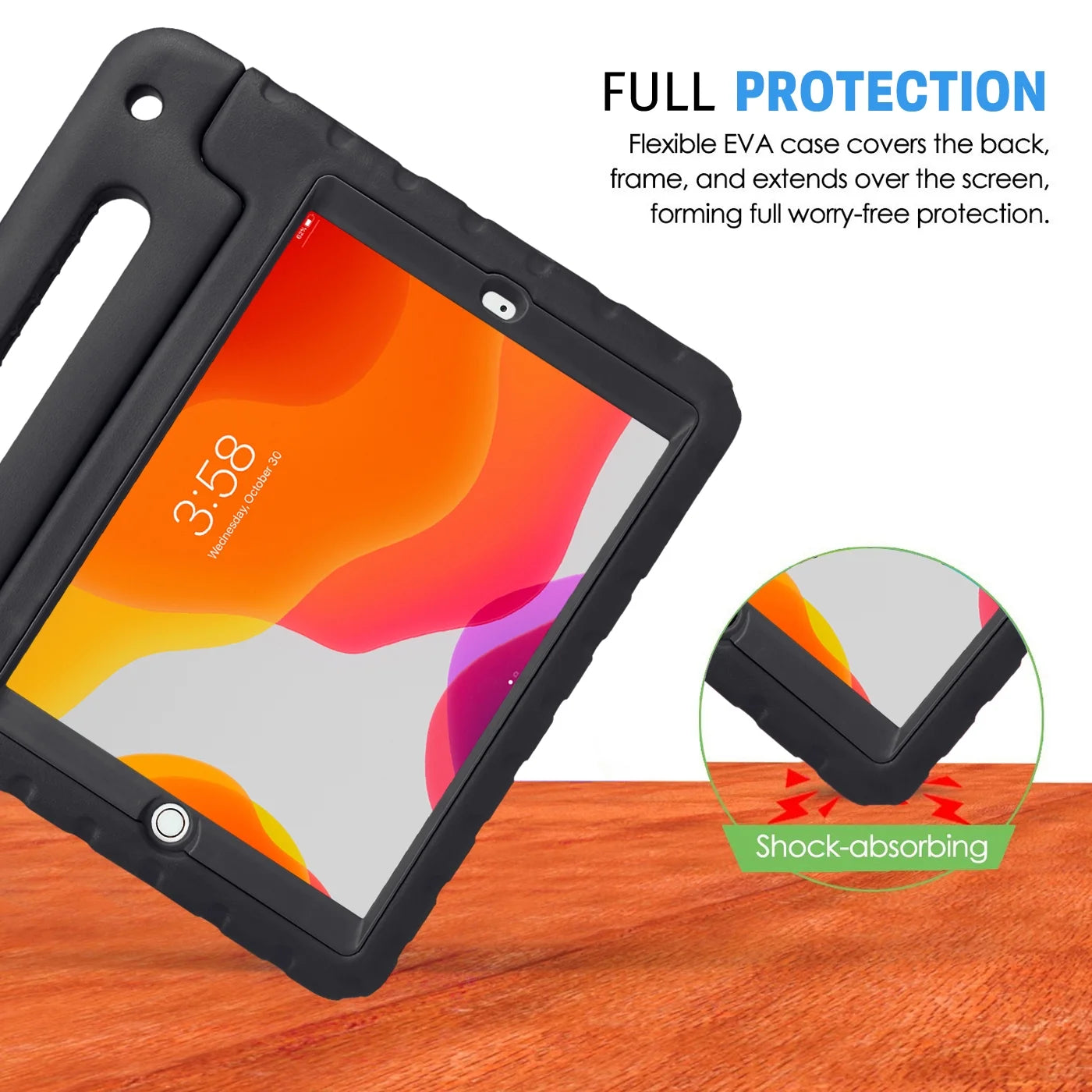 Kids iPad Case with Built-In Screen Protector for {2021 9Th Generation iPad 10.2 Inch, 2020 8Th Gen} , Black