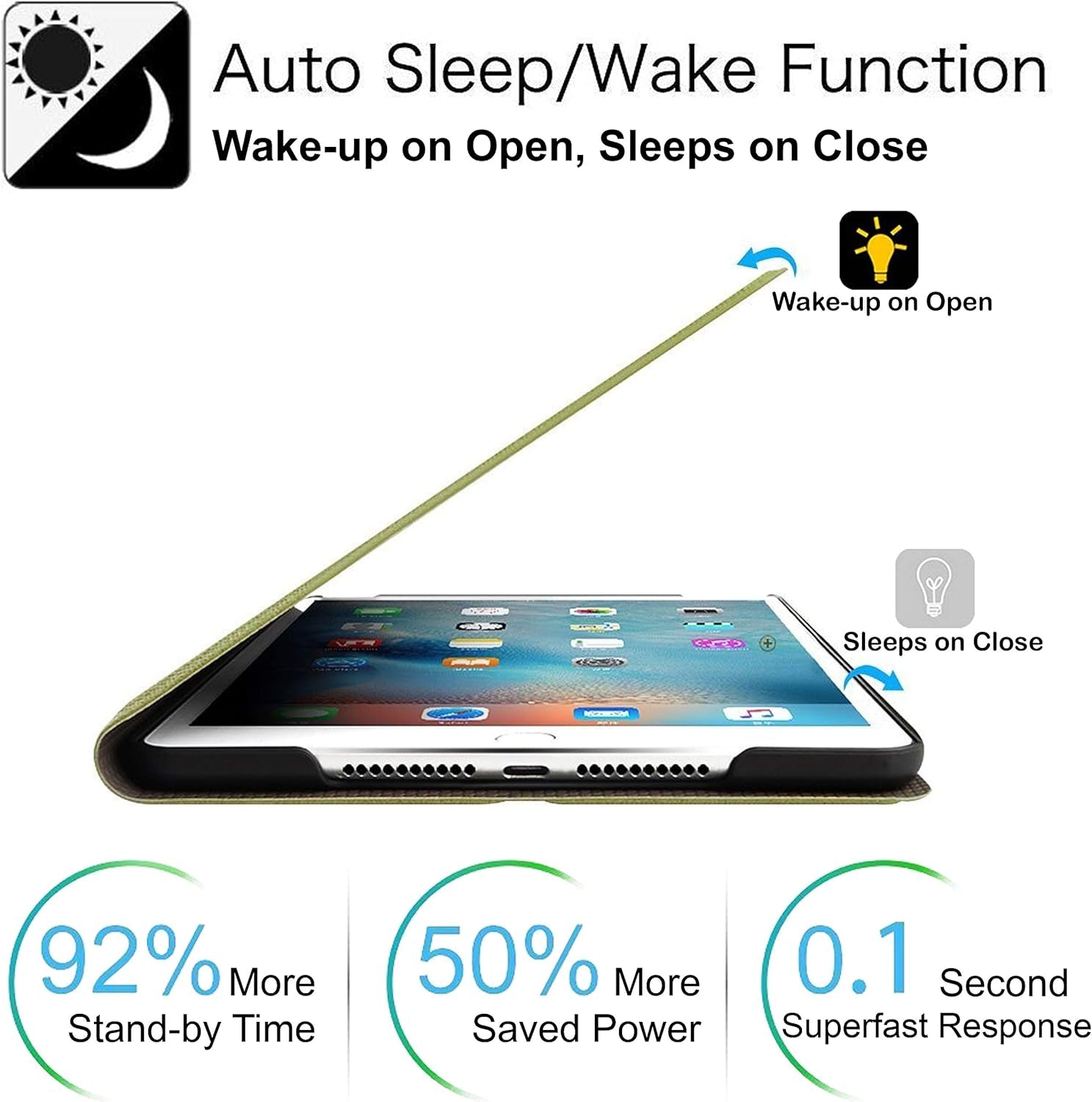 Smart Slim Auto Sleep/Wake Flip Cover with Adjustable Viewing Angle for iPad 9.7 Inch (5th/6th Gen, Air 1st/2nd Gen) - Green
