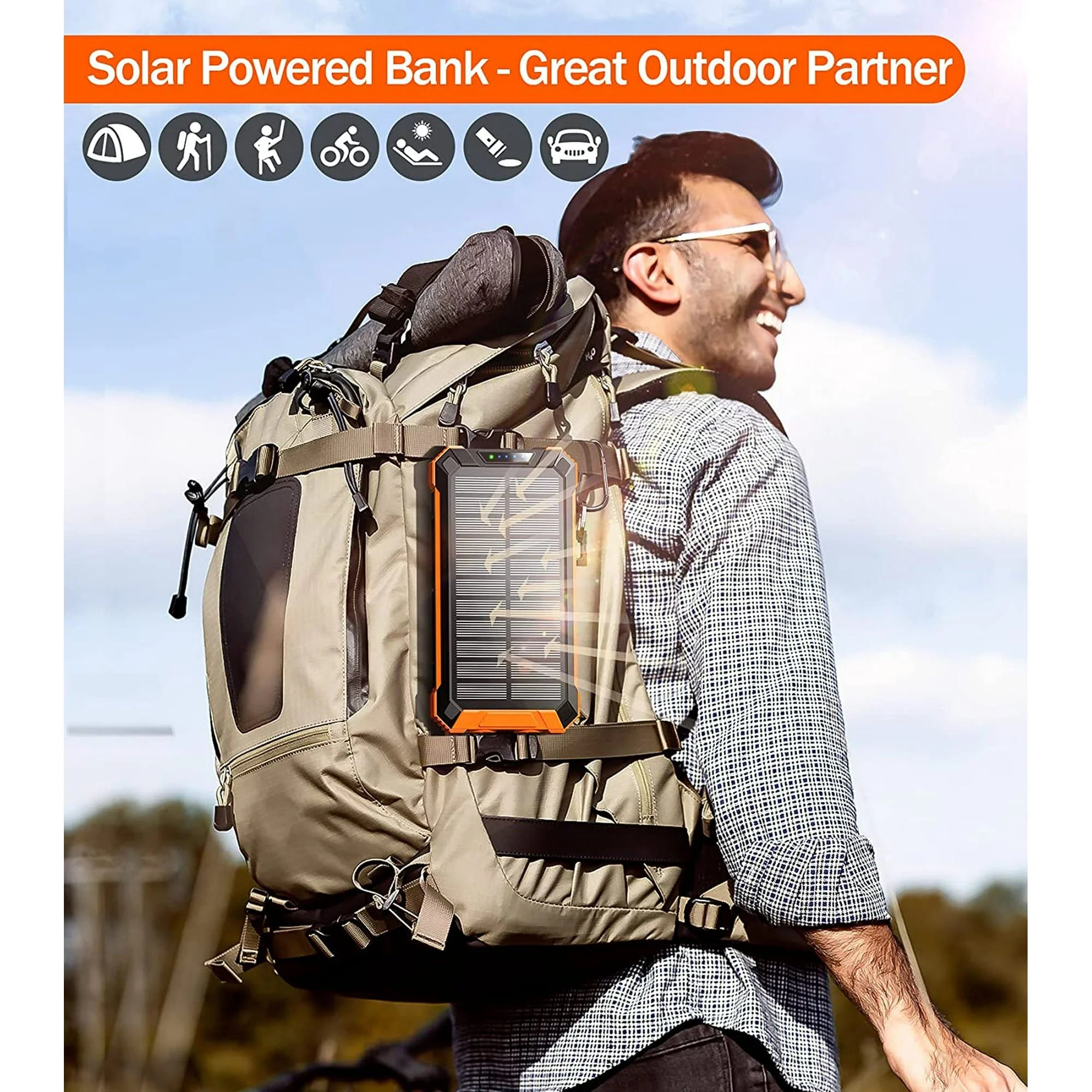 36000Mah Solar Charger Power Bank with 4 Cables, 15W Fast Charging Portable Charger for Cell Phone, Wireless Charger Solar Battery Pack with Dual Flashlights