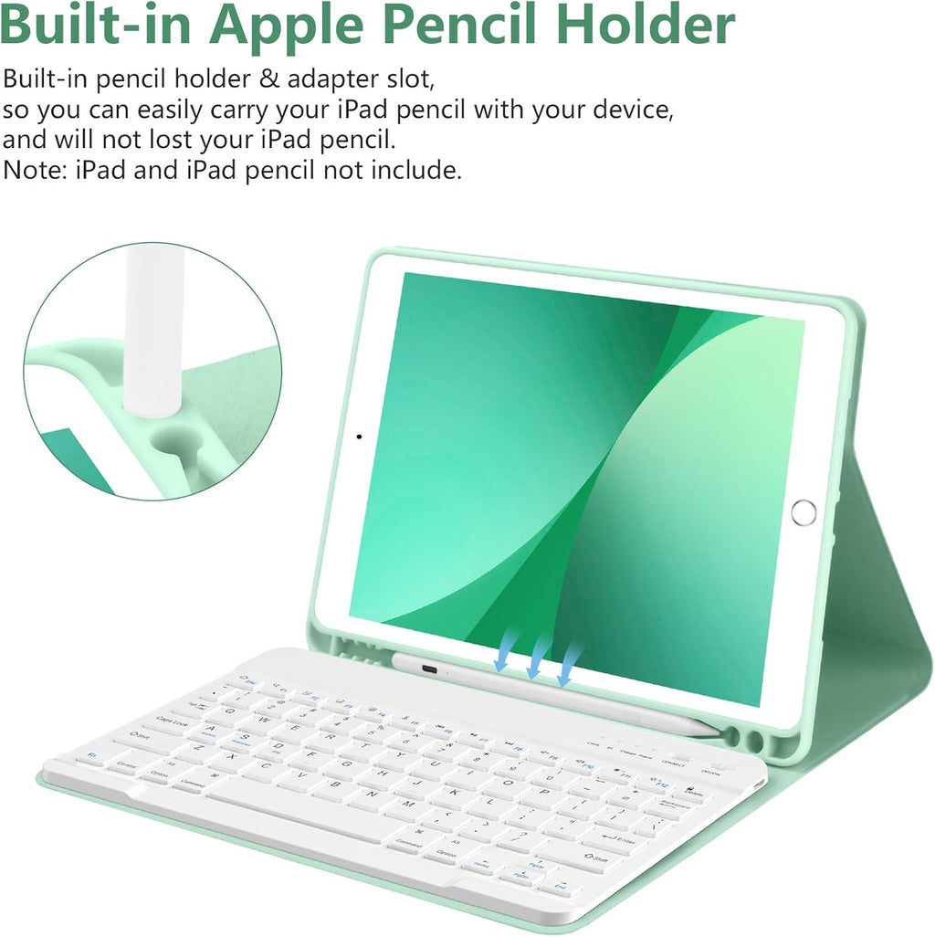 Keyboard Case for Ipad 10.2" 9Th Generation 2021/ 8Th Gen 2020 Case for Ipad 10.2 7Th 2019, Wireless Bluetooth Keyboard for Ipad Air 3Rd Gen/Ipad Pro 10.5"/Ipad 10.2” Case with Pencil Holder