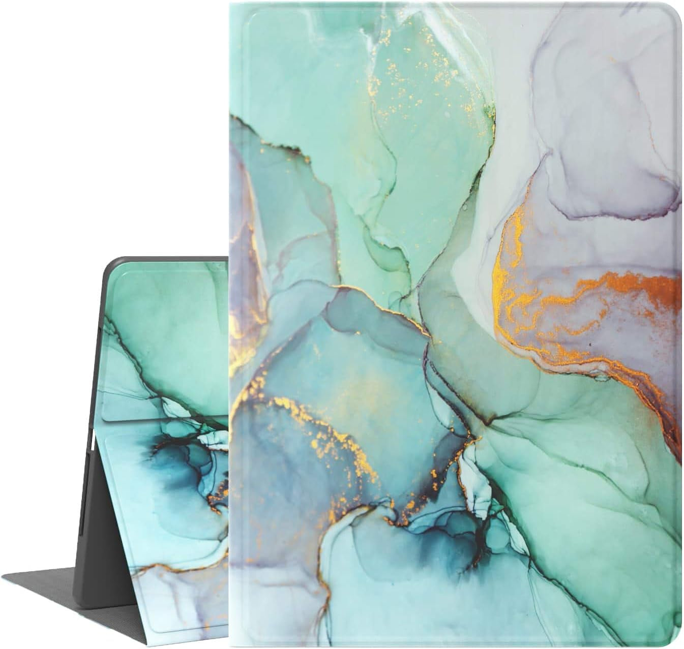 Slim Case for iPad 6th Generation and iPad Air 2 with Smart Auto Sleep Flip Stand Cover, 9.7 Inch, Green Marble