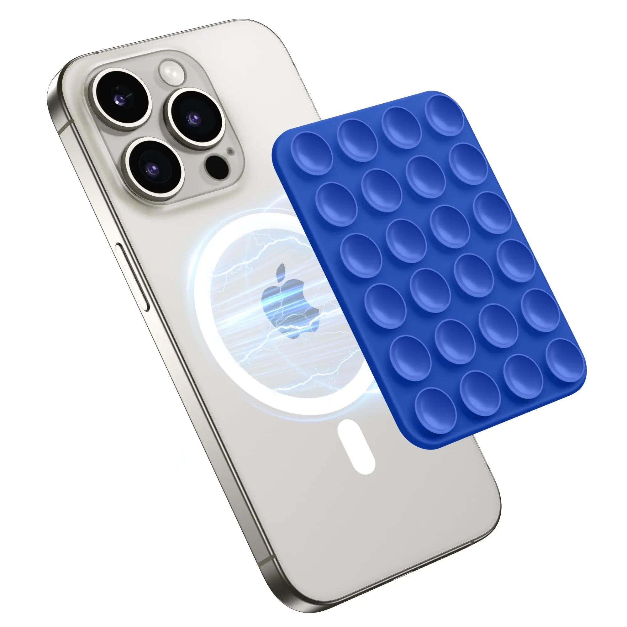 Magnetic Suction Cup Phone Mount Hands-Free Silicone Phone Grip Holder - Blue