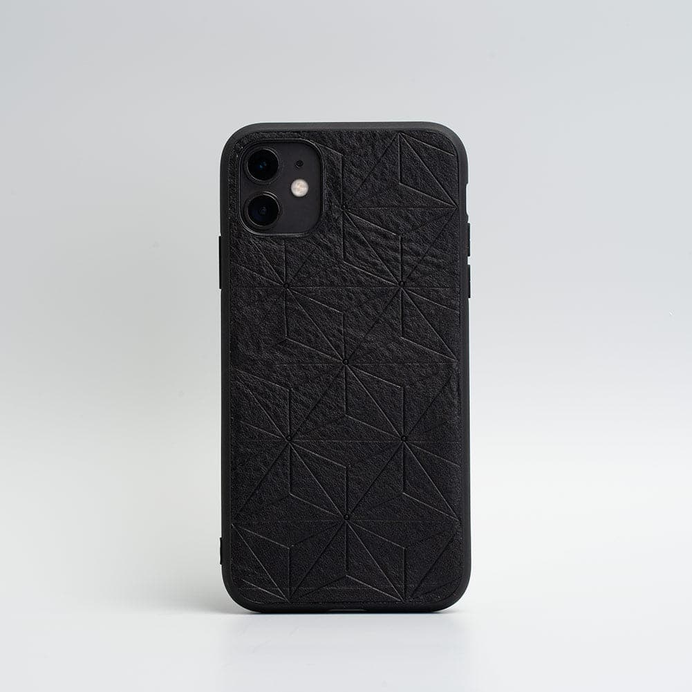 Leather case for iPhone 11 Series - Geometric Flower (Black)-0